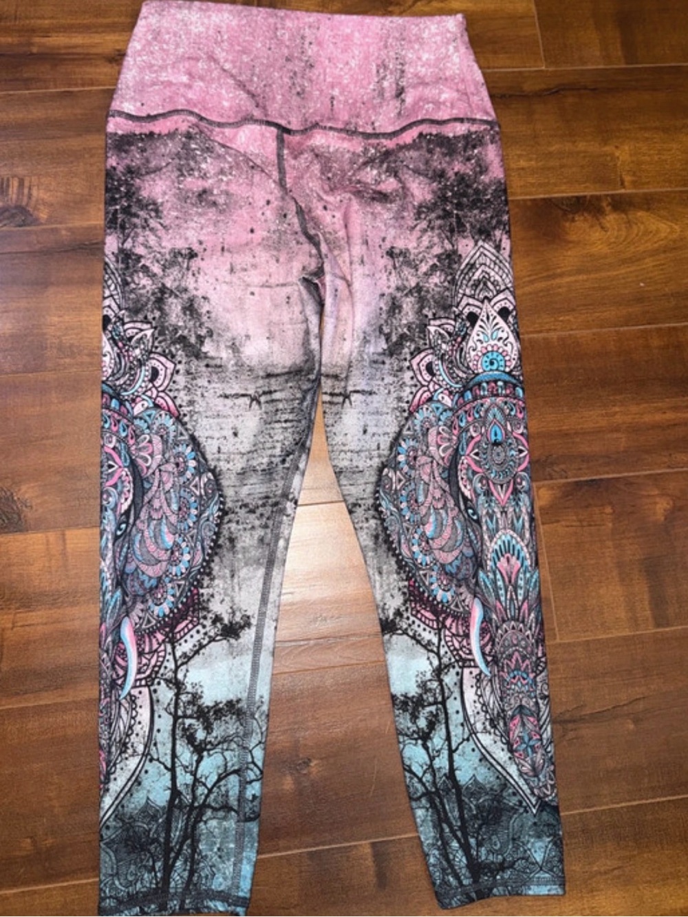 Girls Pink and Teal Mandala Print Leggings